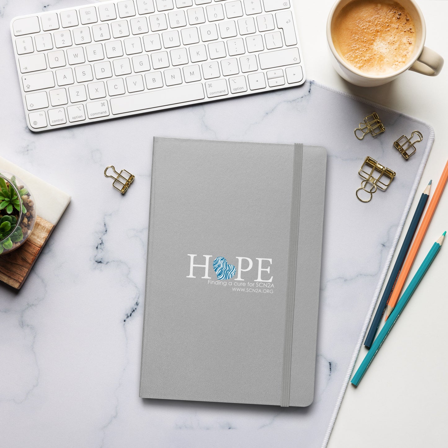 HOPE w/ blue heart Hardcover bound notebook