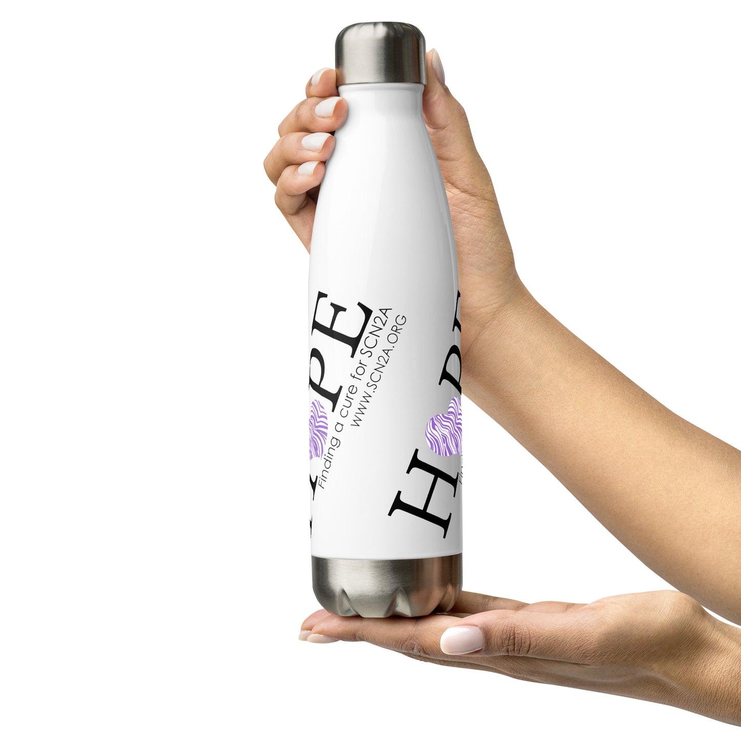 HOPE w/ purple heart Stainless steel water bottle