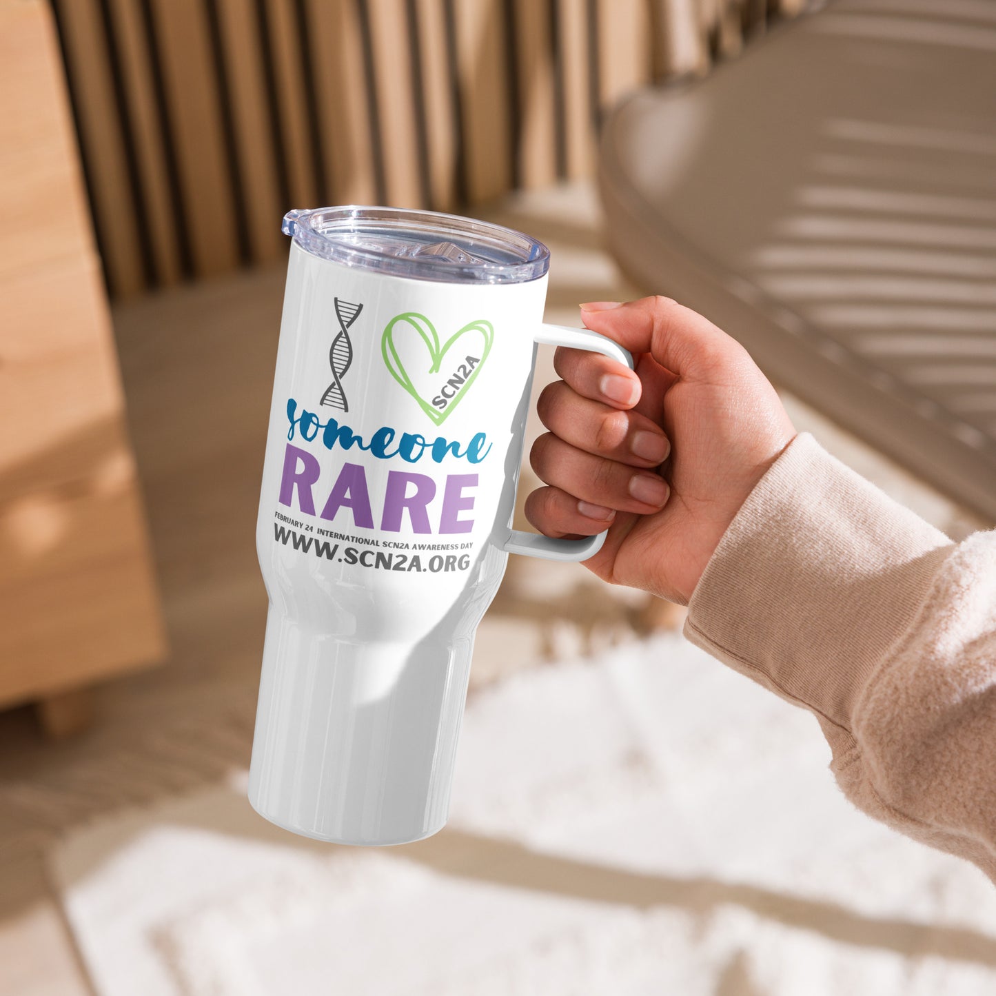 I love Someone Rare - Travel mug with a handle