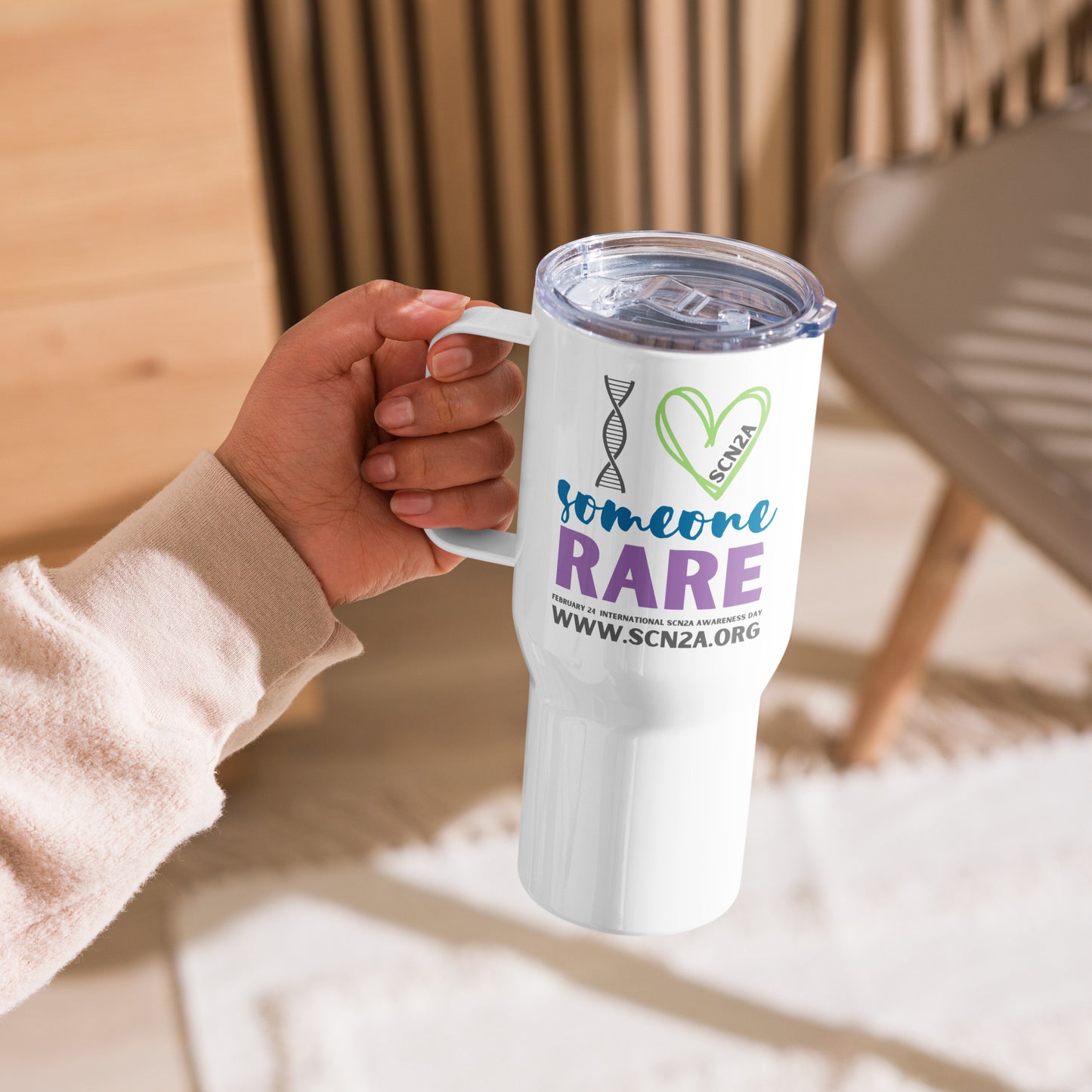 I love Someone Rare - Travel mug with a handle