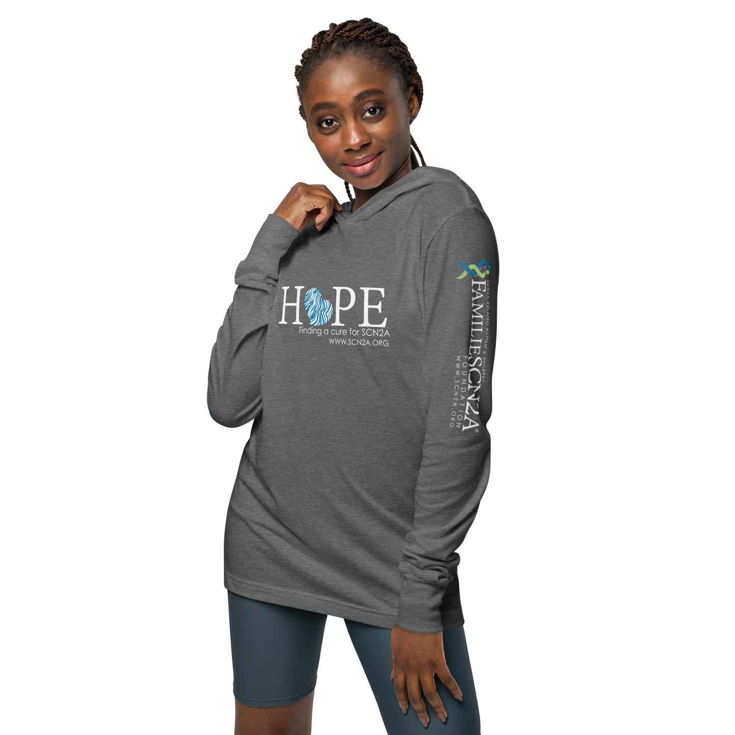 HOPE w/ blue heart Hooded long-sleeve tee