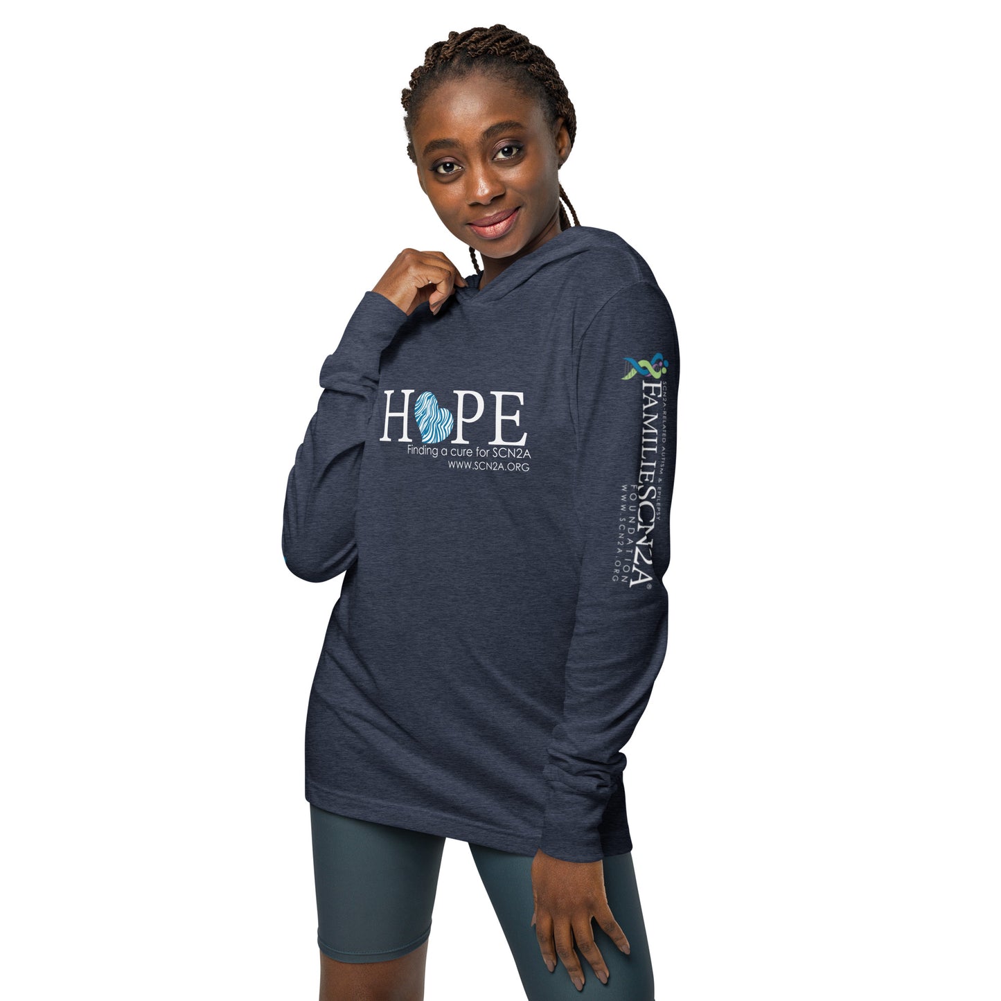 HOPE w/ blue heart Hooded long-sleeve tee