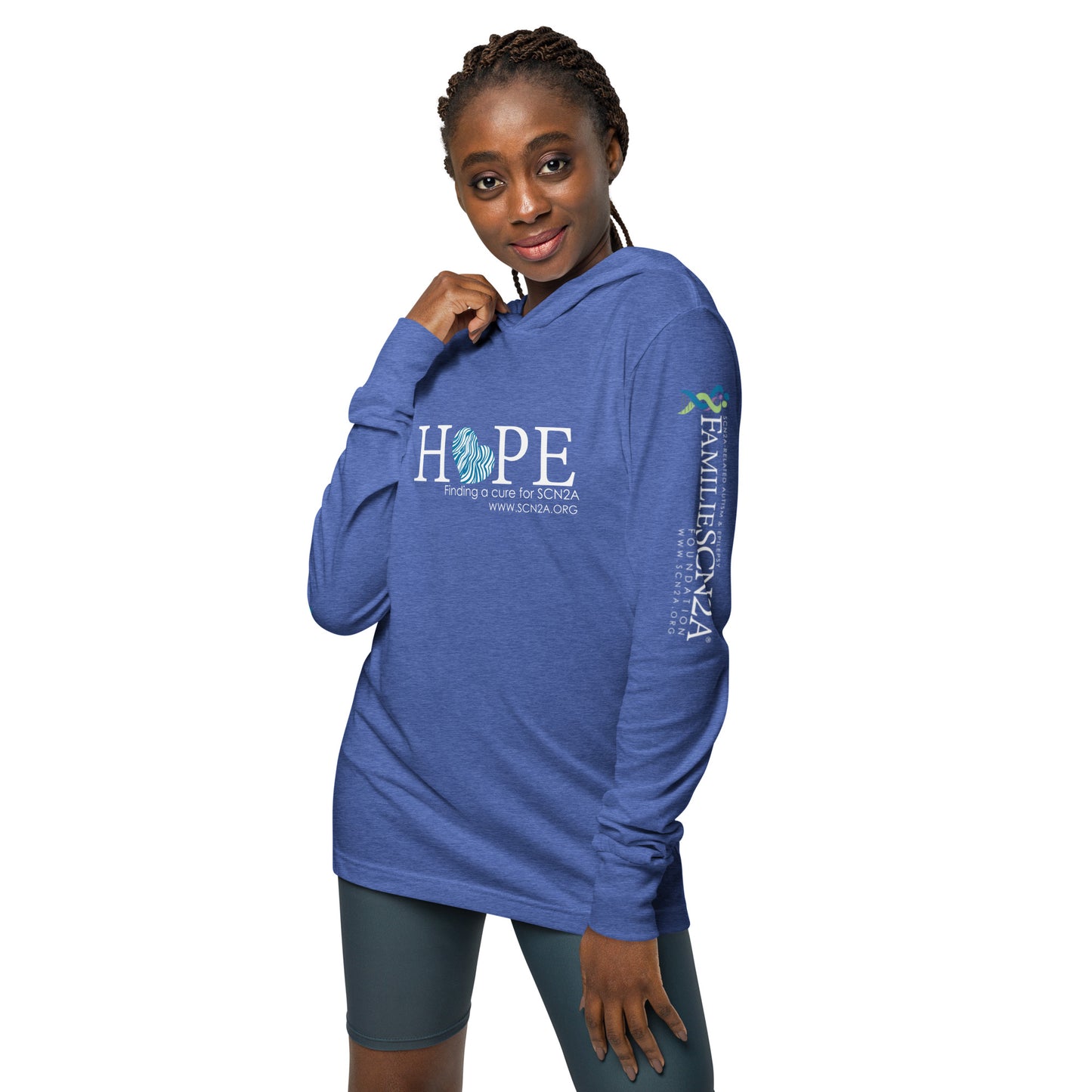 HOPE w/ blue heart Hooded long-sleeve tee