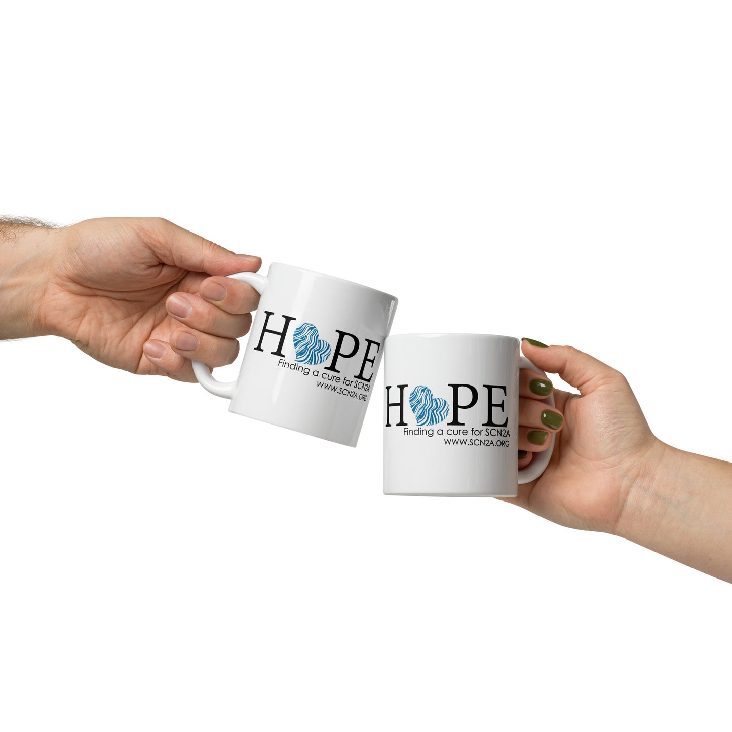 HOPE w/ blue heart White glossy mug