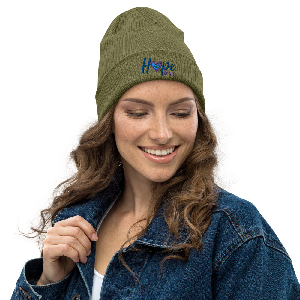 "Hope" Organic ribbed beanie