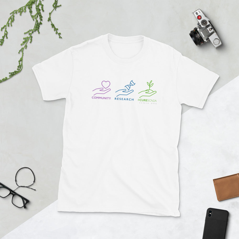 Community Research Cure - Tricolor Lettering Short-Sleeve Unisex T-Shirt