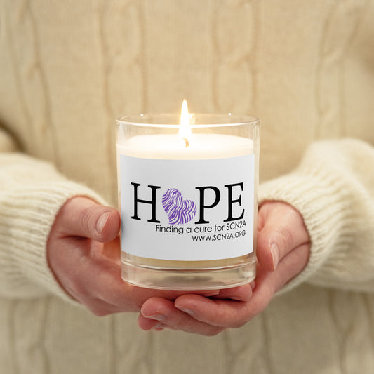 HOPE w/ purple heart Glass jar soy wax candle