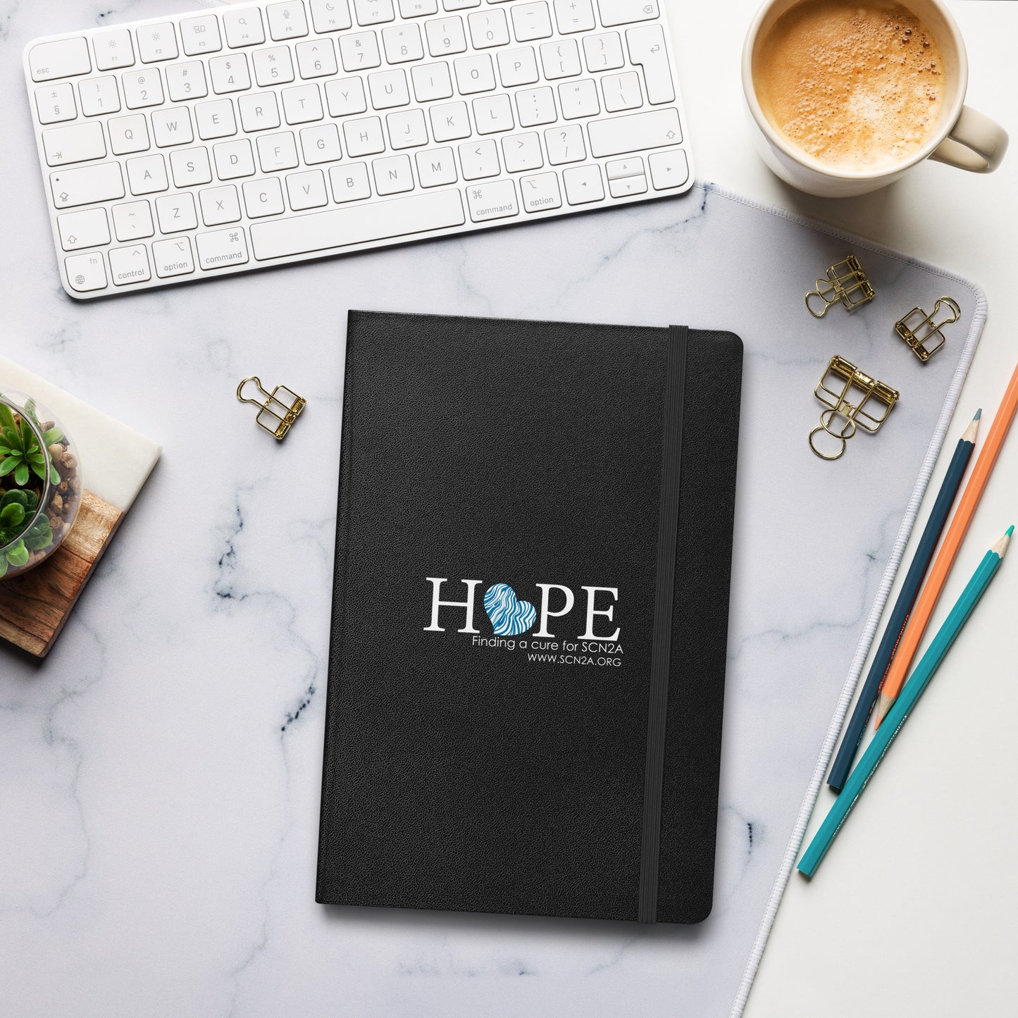 HOPE w/ blue heart Hardcover bound notebook