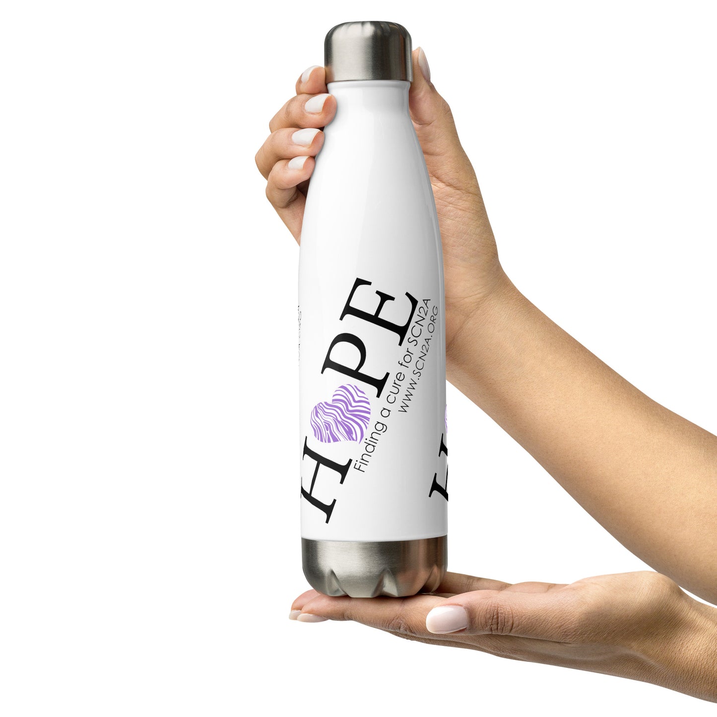 HOPE w/ purple heart Stainless steel water bottle